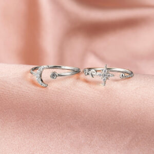 05 star and moon ring silver (1 pair) 11060