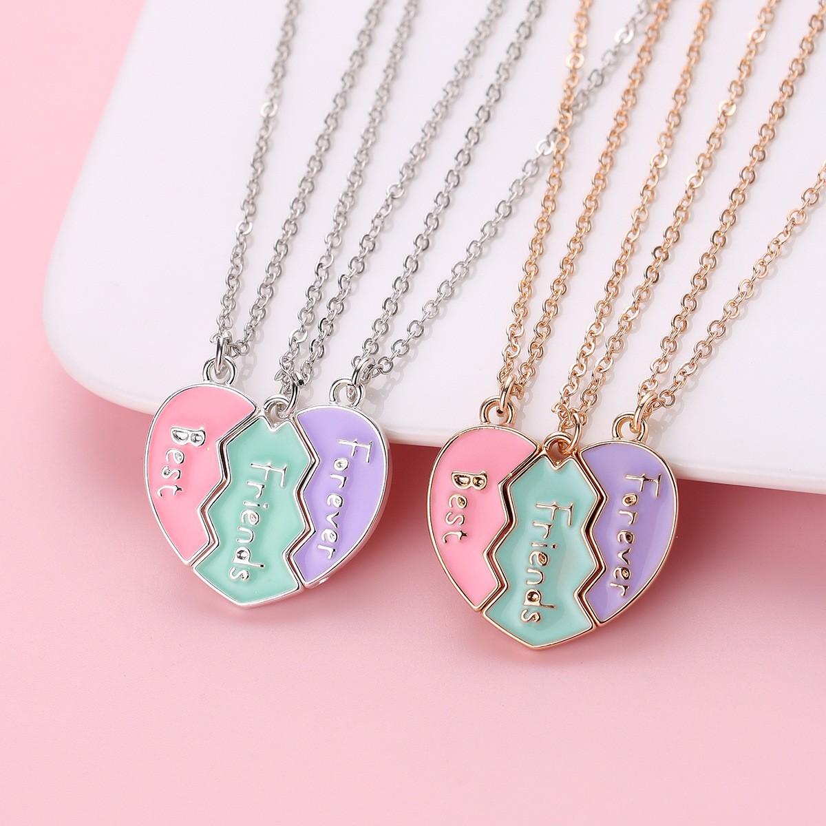 Wholesale love necklace good friend necklace set alloy oil op jewelry