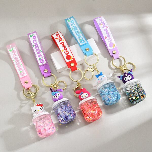 Wholesale Acrylic flowing sand bottle bag keychain