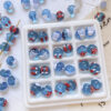 Wholesale 10pcs ocean hand drawn transparent blue jellyfish starfish glass beads