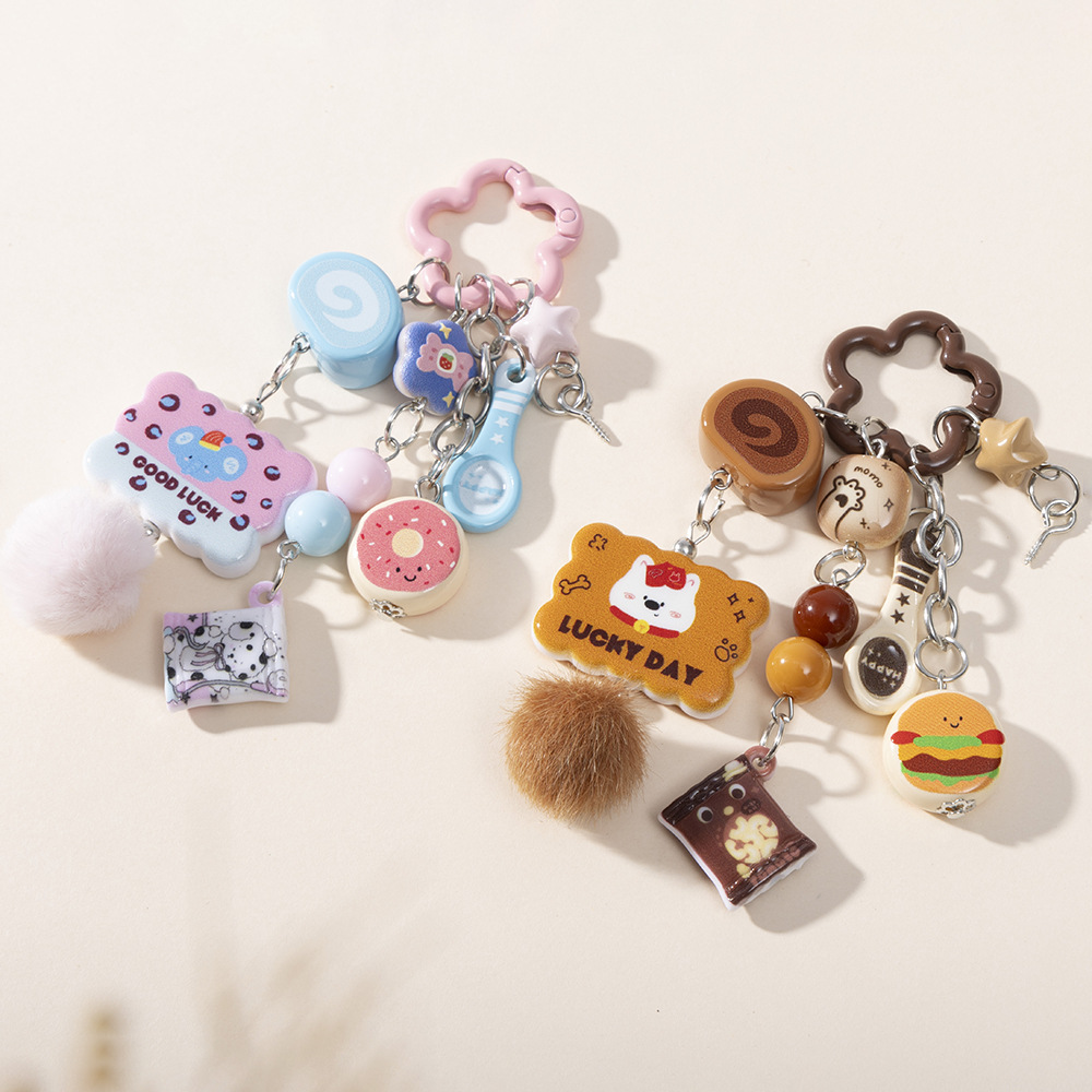 Wholesale Colorful Cute Food Son Hair Ball Keychain
