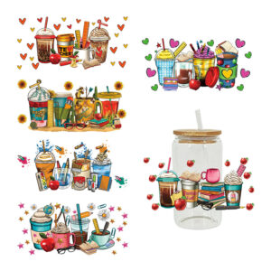 Wholesale Cute Cartoon Teacher Theme Drink 16oz Cup UV DTF Wraps