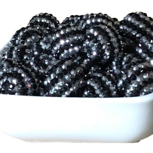 Wholesale 5PCS 20MM Resin Black Silver Striped Diamond Ball Beads