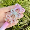Wholesale 10pcs 34mm transparent rainbow color plated star bow acrylic beads