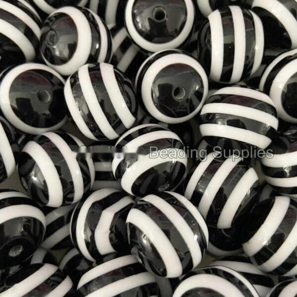 Wholesale 5pcs 20MM Resin Black Striped Beads