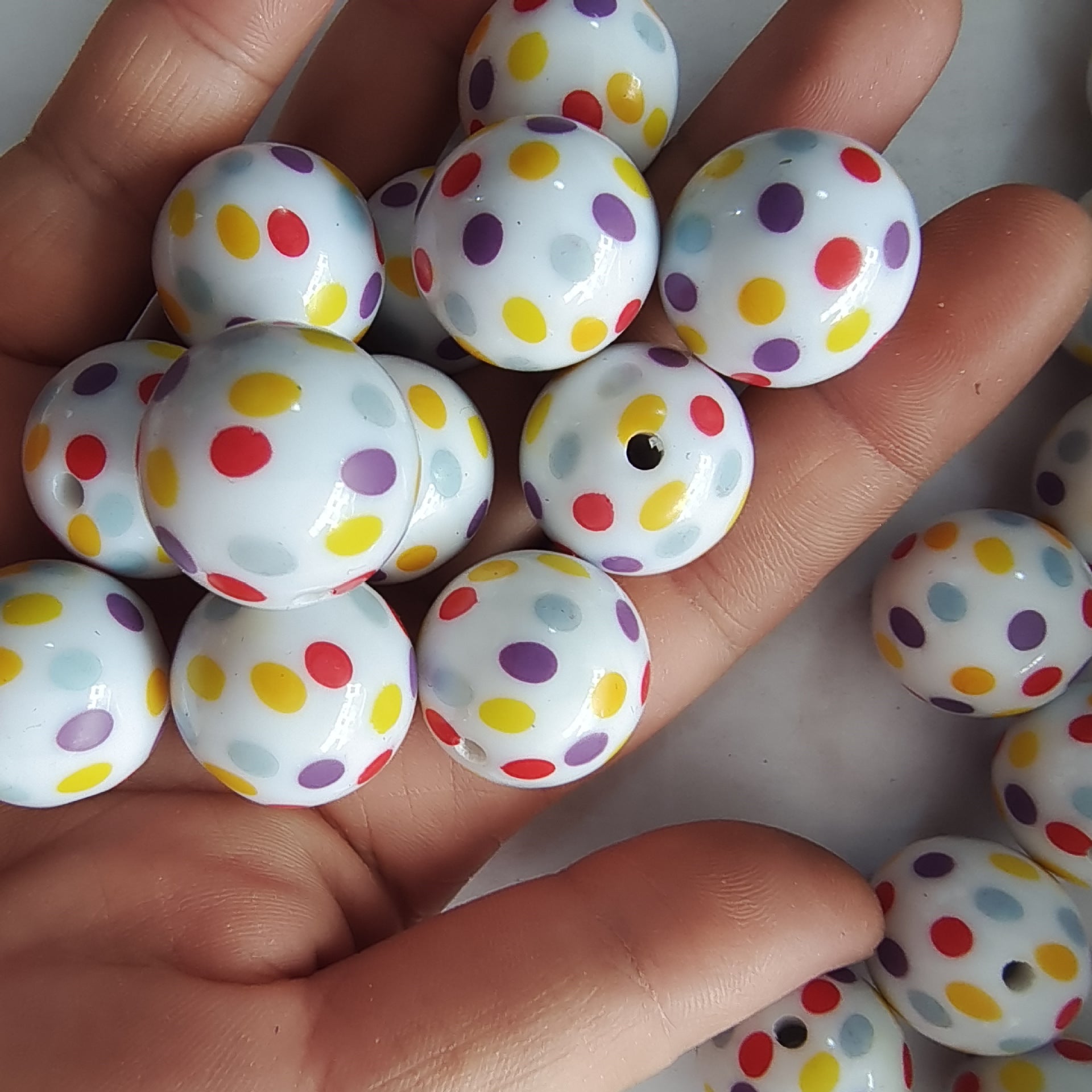 Wholesale 20MM Acrylic Colorful Dot Printed Beads