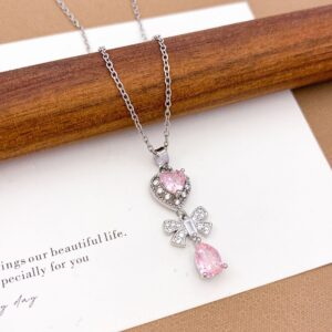 Xl4350 love bow necklace silver