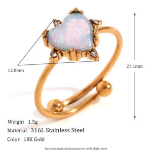 Adjustable Australian Gem Love Ring-Gold Blue