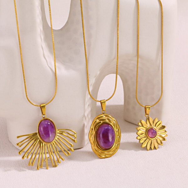 O1CN01ABVhVj1LOs1Oo5Mlx_2218486551290-0-cib Wholesale 18K Gold-Plated Stainless Steel Pendant Inlaid with Natural Stone Titanium Steel Necklace