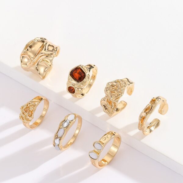 Wholesale Geometric Retro Irregular Diamond Set Ring Set