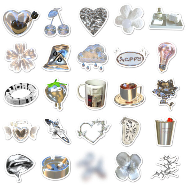 Wholesale 50 Cool Silver Strawberry Bow Graffiti Stickers