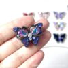 Wholesale 10pcs Crystal Diamond Three Dimensional Butterfly Straight Hole Beads
