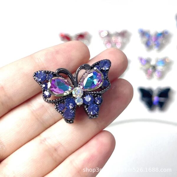 Wholesale 10pcs Crystal Diamond Three Dimensional Butterfly Straight Hole Beads