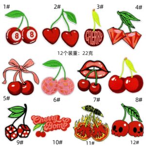 Cherry cloth stickers set of 12 pieces