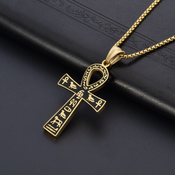 Wholesale Vintage symbol cross pendant titanium steel necklace