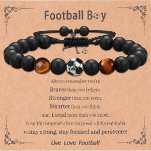 Black matte yellow tiger eye football bracelet
