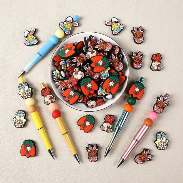 Wholesale Easter Bunny Silicone Beads Carrot Egg Beads