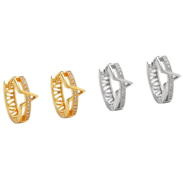 Wholesale Zircon V-shaped earrings with openwork design for women