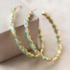 Wholesale Western style turquoise large circle C-shaped opal earrings