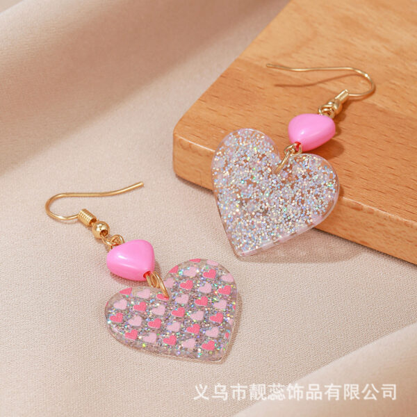 Wholesale Pink Peach Heart Valentine's Day Acrylic Earrings