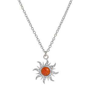 Orange opal silver necklace