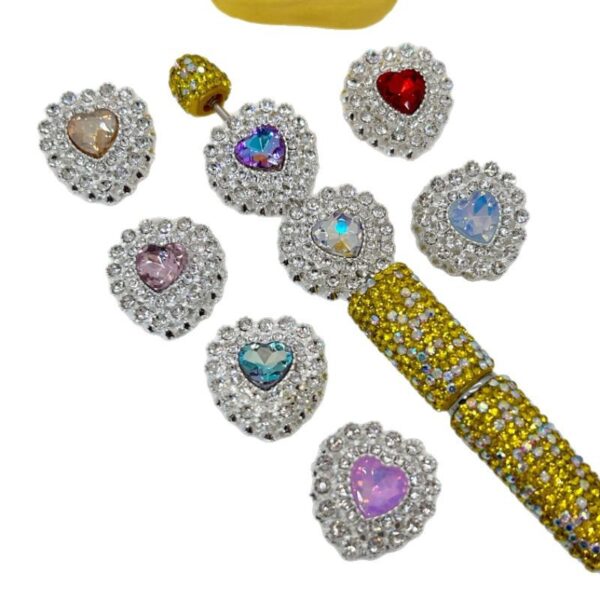 Wholesale double-layer diamond edge love double-sided alloy straight hole 3D Crystal Beads