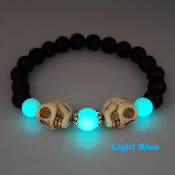 O1CN01AOg0ZT2IVKinciO1z_3919529291-0-cib Wholesale Halloween White Turquoise Skull Ghost Head Volcanic Stone Luminous Bracelet