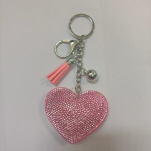 Pink [white k silver buckle] / Keychain + love + small tassel
