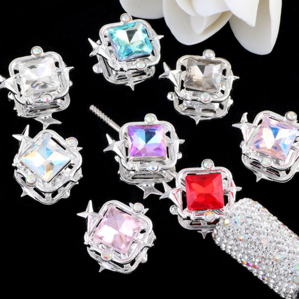 Wholesale Double sided alloy colored star square straight hole beads