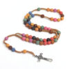 Wholesale Rose Scripture Colored Cross Prayer Bead Necklace