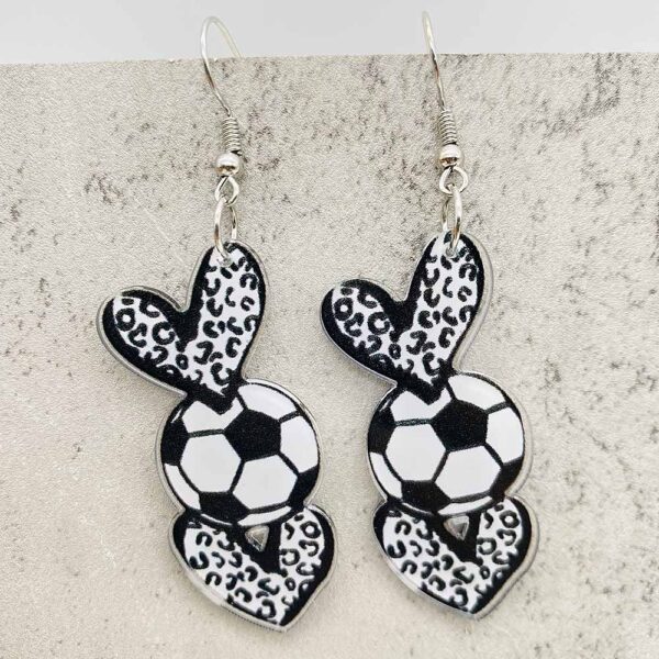 Wholesale Football Love Leopard Pattern Baseball Football Basketball Printed Acrylic Earrings