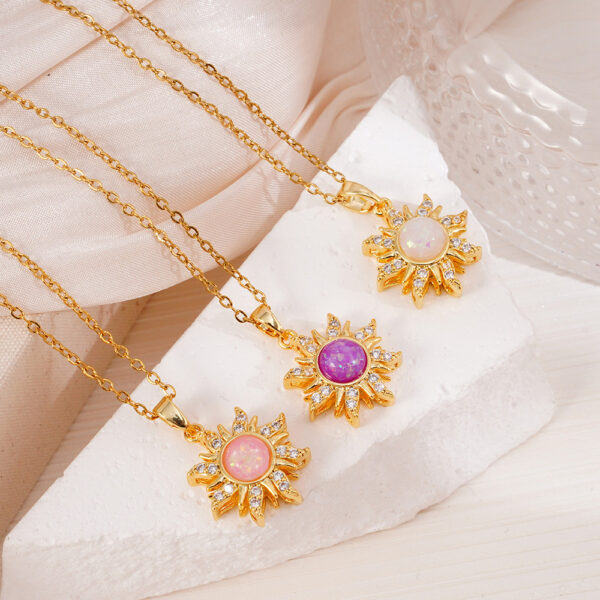 O1CN01ARxucF20t0GwIvLOB_2215152786906-0-cib Wholesale Gold plated sun pendant with micro inlaid zircon titanium steel necklace