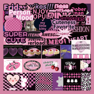 Wholesale 55pcs black and purple English Waterproof Vinyl Stickers