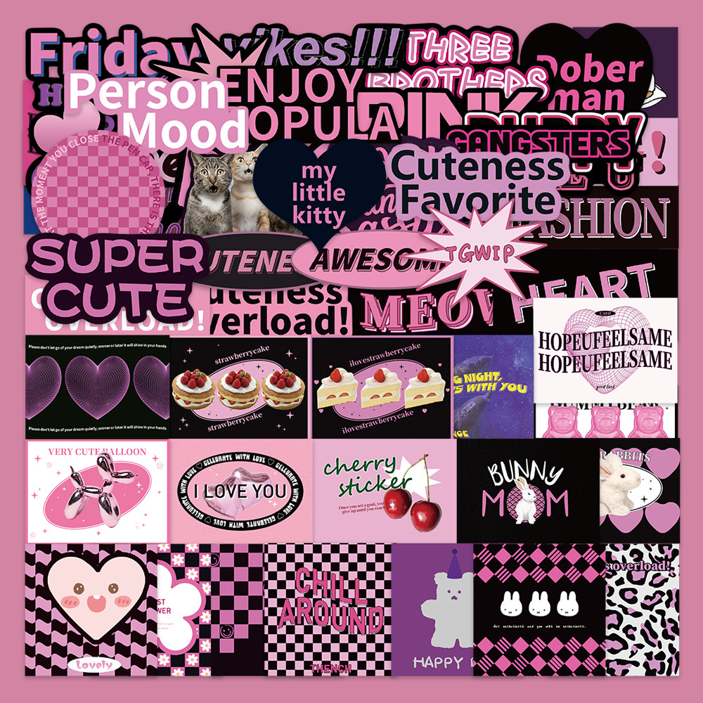 Wholesale black and purple English Waterproof Vinyl Stickers