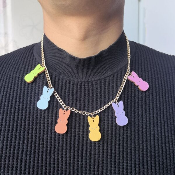 Wholesale Cute Cartoon Children's Fun Easter Wood Bunny Necklace