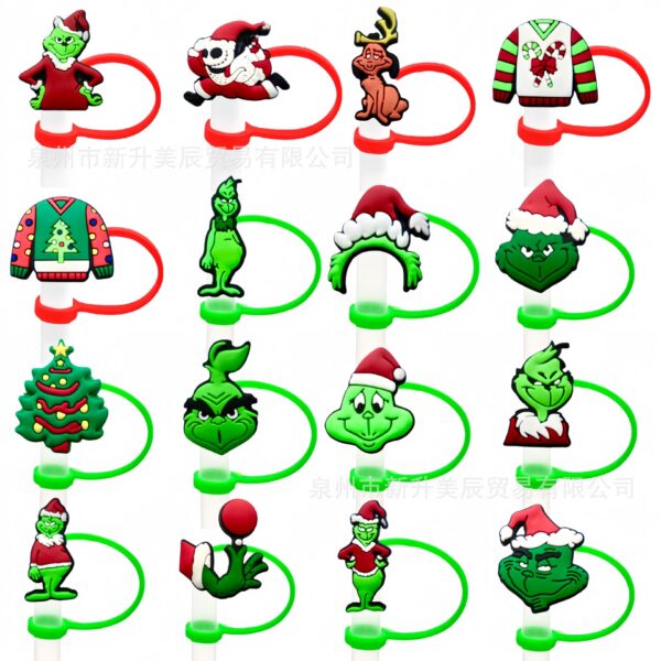 Wholesale Christmas straw cap straw sle silicone Straw Tube Cap