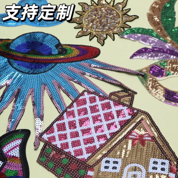 Wholesale Sun mask spaceship pattern sequin embroidery DIY Patches
