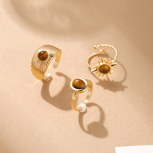 Wholesale Melard Wind Tiger Eye Stone Sunflower Ring