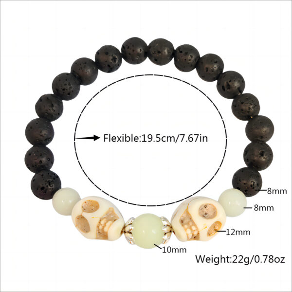 O1CN01AXGTGY2IVKivzET6s_3919529291-0-cib Wholesale Halloween White Turquoise Skull Ghost Head Volcanic Stone Luminous Bracelet
