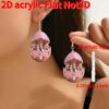 Wholesale Easter Flat Cute Pink Rabbit Acrylic Earrings
