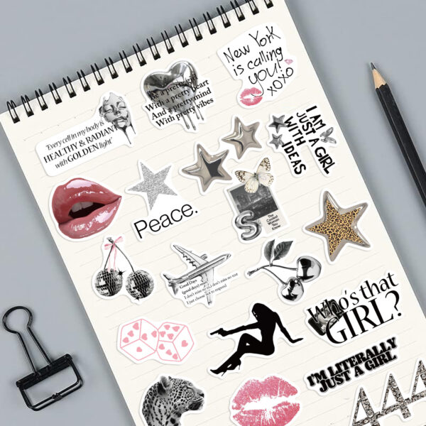 Wholesale 50pcs Silver Lucky Girl Graffiti Waterproof Vinyl Stickers