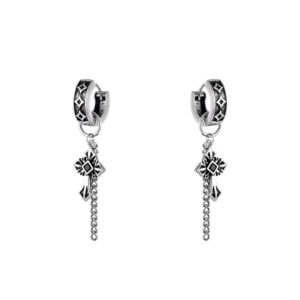 Wholesale European and American Gothic Style Retro Distressed Dark Cross Tassel Earrings High-End Light Luxury Punk Niche Earrings for Women