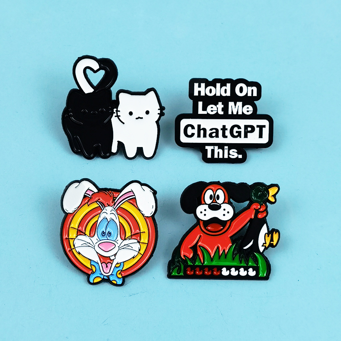 Wholesale Love black and white cat cute animal brooch