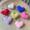 Wholesale Handmade crochet colored yarn heart-shaped keychain
