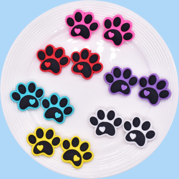 Wholesale Random 100pcs cute colorful dog paw focal beads