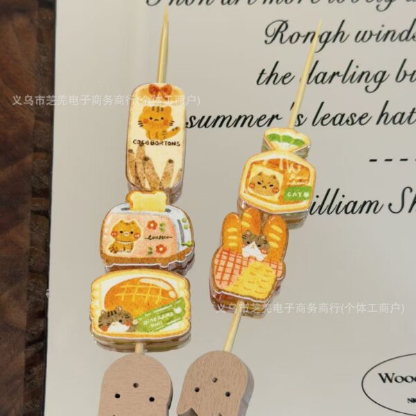 Wholesale 10pcs yellow milk cute cat bread acrylic beads