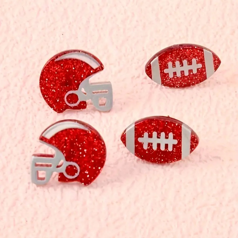 Wholesale Srts themed rugby sequin acrylic earrings