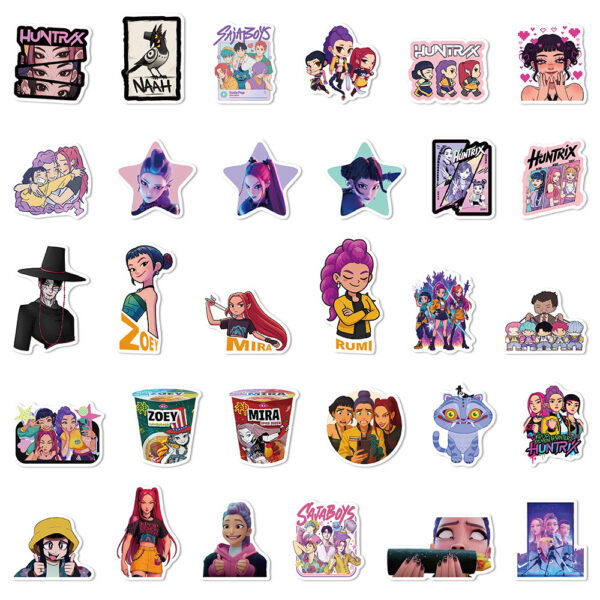Wholesale 60pcs purple cartoon girl Waterproof Vinyl Stickers