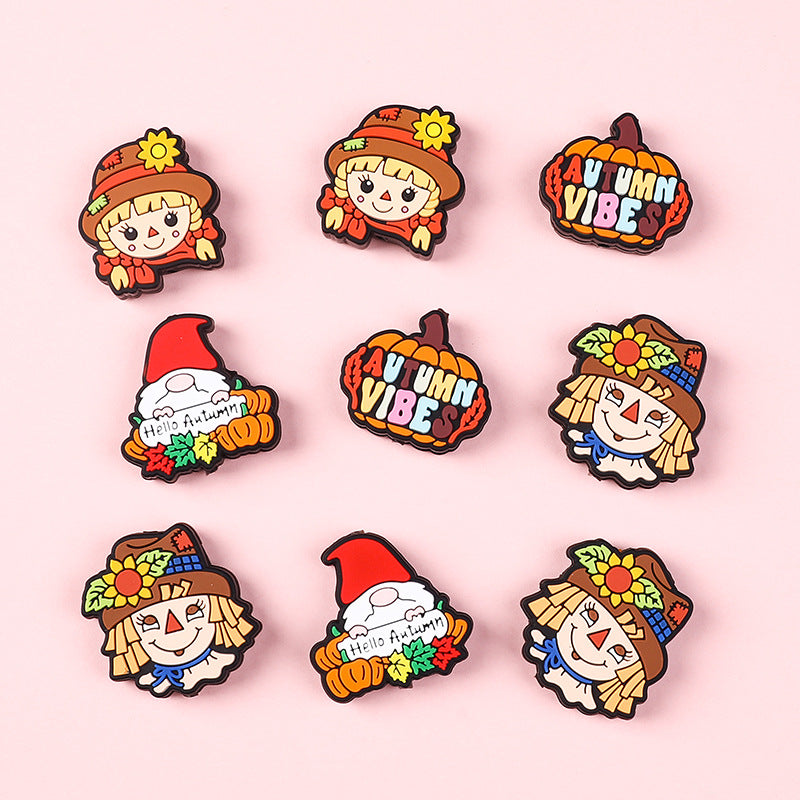 Wholesale Cartoon Teether Pumpkin Silicone Beads