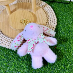 Cute floral bow lop-eared rabbit - pink